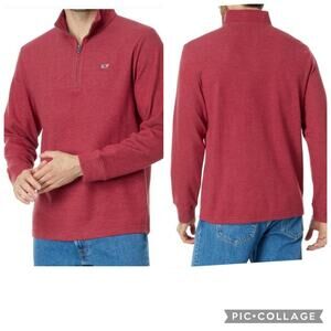 Vineyard Vines Men's Saltwater Quarter-Zip Pullover Red Velvet Crimson XXL